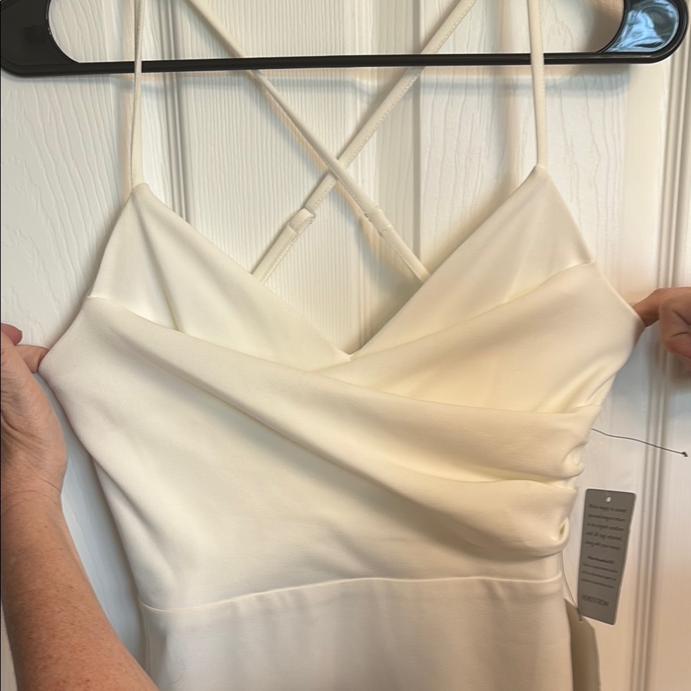 White Ruched Wrap Slip Dress